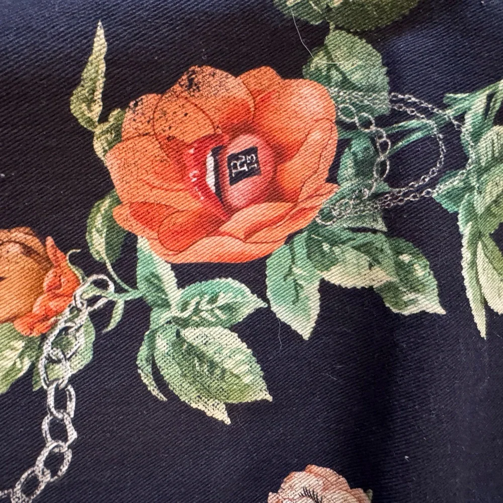 R13 Black Jean with Fun Multicolor Floral Print - Picture 6 of 13